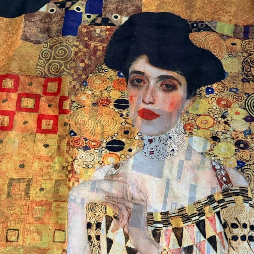 Klimt Silk Scarf Shawl Two Sided The Kiss Adel Bloch-Bauer 28